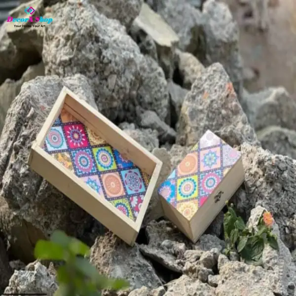 Wooden Tray +Tea box Combo