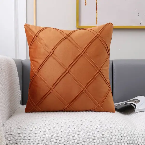 16''/16'' Orange Color Geometric Pattern Velvet Cushion Covers